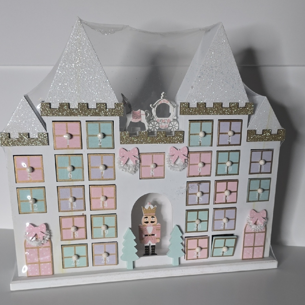 NWT FairyTale Glittery Castle Advent Calendar with Nutcracker Aporox 14.5"x 13" - Picture 3 of 8